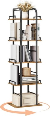 5 Tier Rotating Bookshelf Freestanding Corner Bookshelf 360 Spinning Bookcase