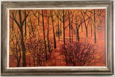 Vintage Original Oil Painting Mid Century Abstract Cubist David Shapiro Signed