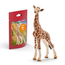 Schleich Wild Life Giraffe Calf Animal Figurine - 4.6 inch, Orange & Tan 