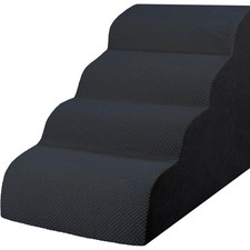 4 Tier Non-Slip Foam Dog Stairs for High Bed Pet Ramp With Washable Cover Zipped