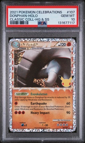 2021 Pokemon Celebrations Classic Collection Donphan Holo-HG & SS PSA 10 #107