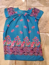Secret Treasures Teal Pink Purple Robe Nightgown Housecoat 2X Flowers 18 20W