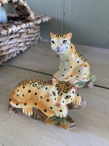 Vintage 1990 Vandor Japan Leopards Porcelain Salt & Pepper Shakers Never Used - Picture 7 of 7