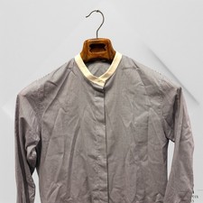 Fendi Button-Up Long Sleeve Blouse Top Striped Shirt Oriental Collar 36 IT US 0