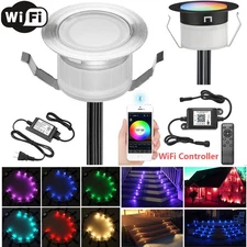 1-30X RGBW WiFi LED Deck Lights Low Voltage Recessed Soffit Yard Path Stair Lamp