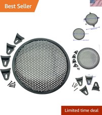 Stylish Black Metal Speaker Grill Covers - 8-Inch Subwoofer Protection 2 Pack