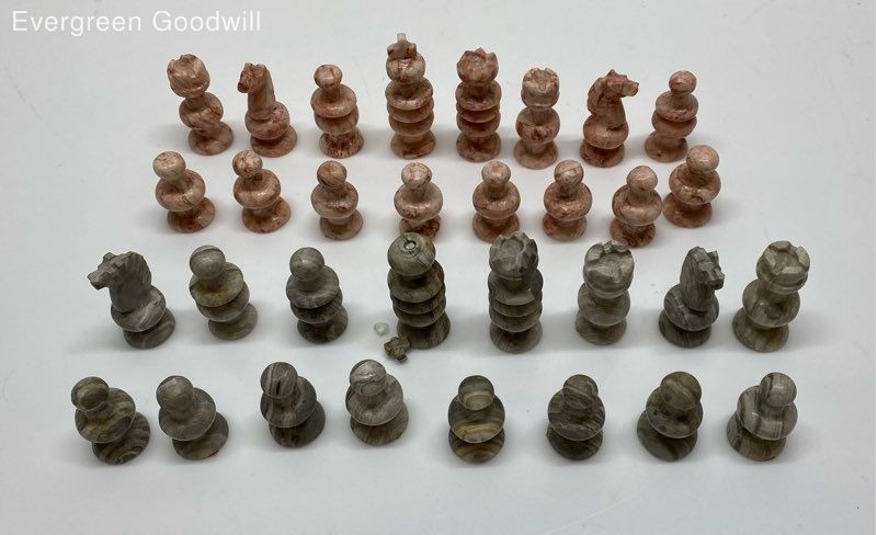 Set of Handmade Stone Chess Pieces