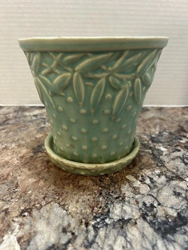 Vintage Early 1930's Nelson McCoy Aqua Hobnail Planter USA