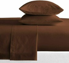 800TC Linen Bedding Collection 100 Egyptian Cotton Chocolate Solid All US Size