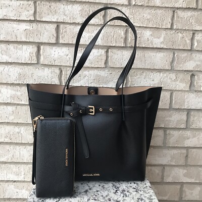 トートバッグ Michael Kors Rounded Black Leather Shoulder Bag MIchael Kors Women Large Shoulder Tote Purse Bag Handbag