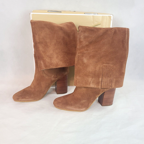 Nuovi stivali MICHAEL KORS donna (10M) bagaglio marrone scamosciato tacco lento Leigh $275 - Foto 4 di 9