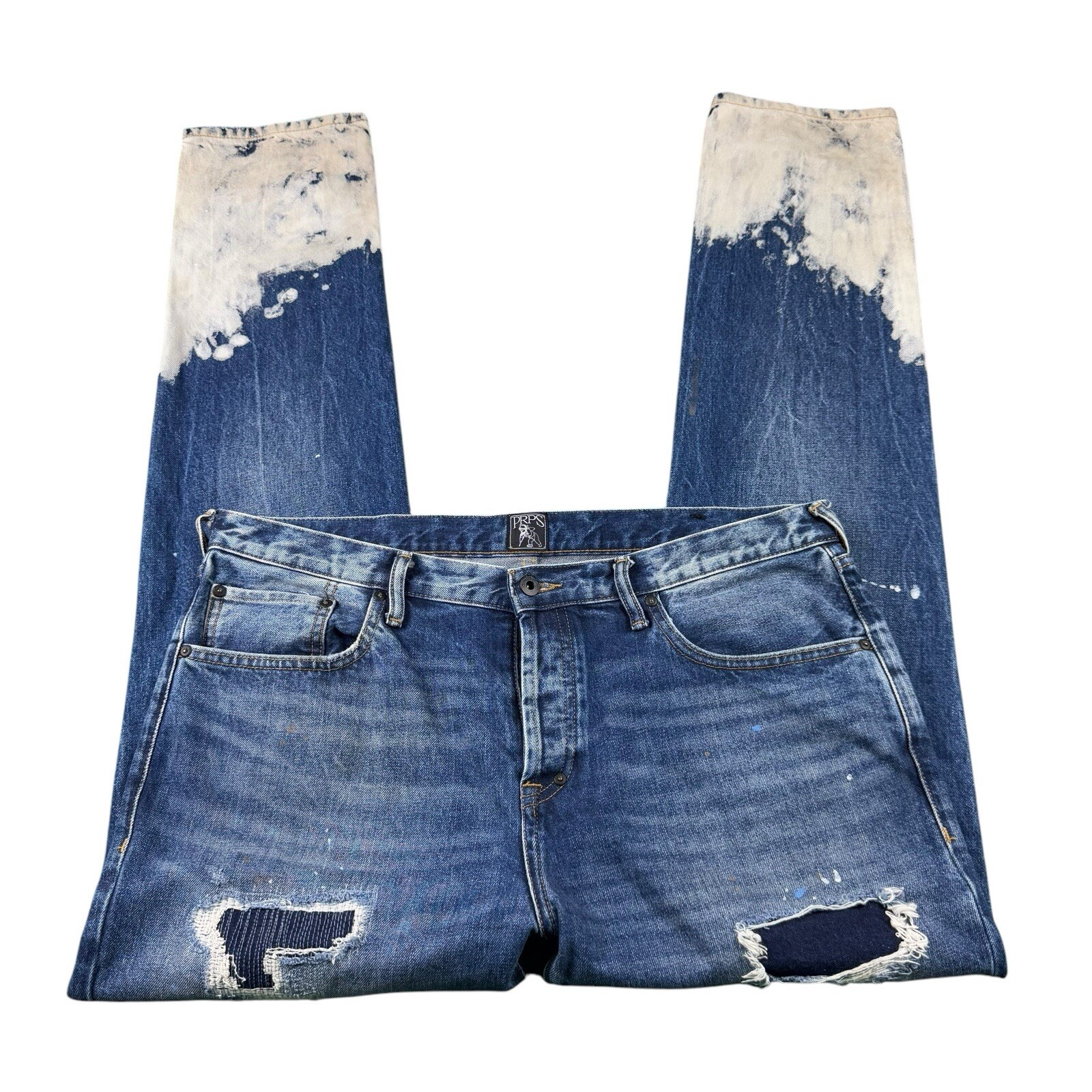 PRPS Distressed Patchwork Acid Wash Button Fly Sl… - image 3
