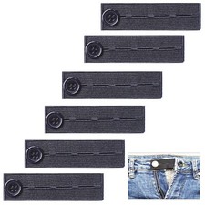 6 Pack Black Elastic Waist Extenders Adjustable Waistband Button Extender