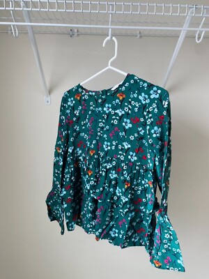 spring bright green floral top