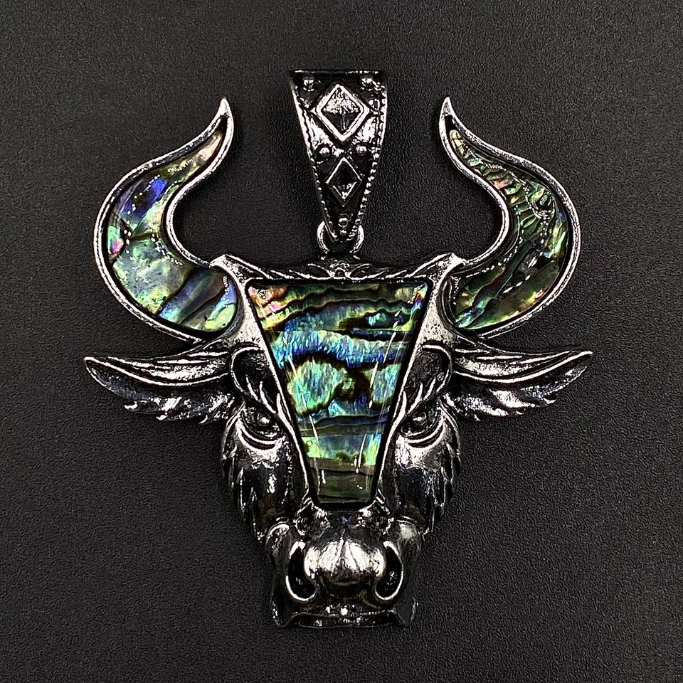 Bulle Kopf Halskette Edelstahl Silber Farbe Charms Anhänger für Damen / Mann Gif - Bild 3 von 4