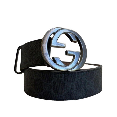 Pre-owned Gucci Interlocking Gray Belt (546386 AP00G, 85cm, 34cm
