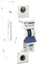 YuCo YC-16-1C Miniature Din Rail Circuit Breaker C Curve 16 Amp 1P 277VAC 115VDC