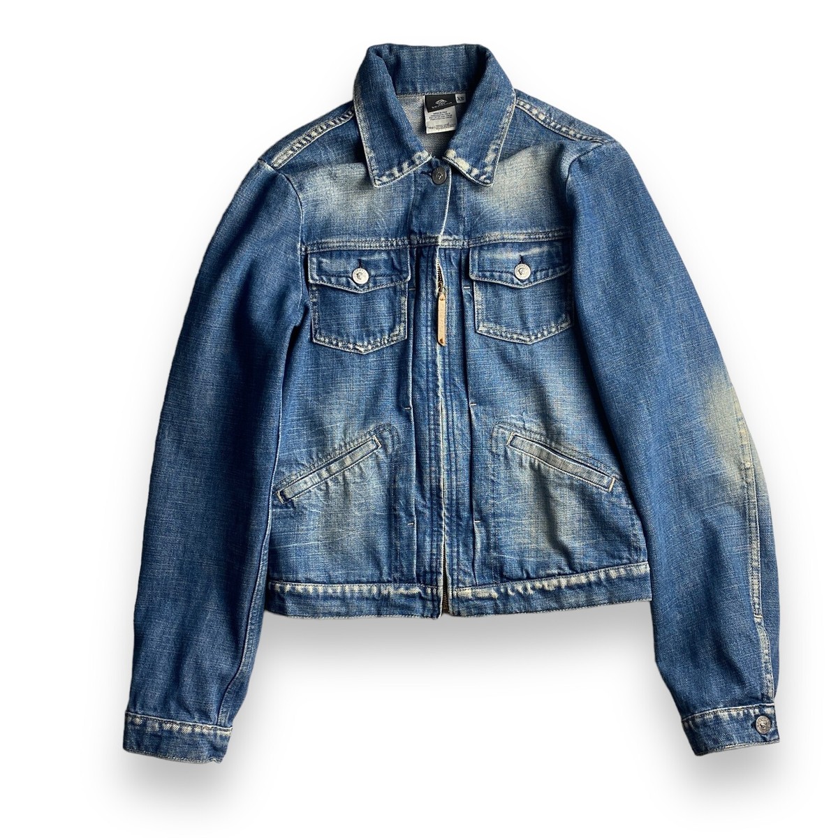 【送料&関税込】Versace Jacket With Medusa Button Versace Vintage 1990s Denim Zip Jacket Medusa buttons Size