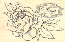 FLOWERS Peony Spray Wood Mounted Rubber Stamp STAMPENDOUS Stamp P265 New