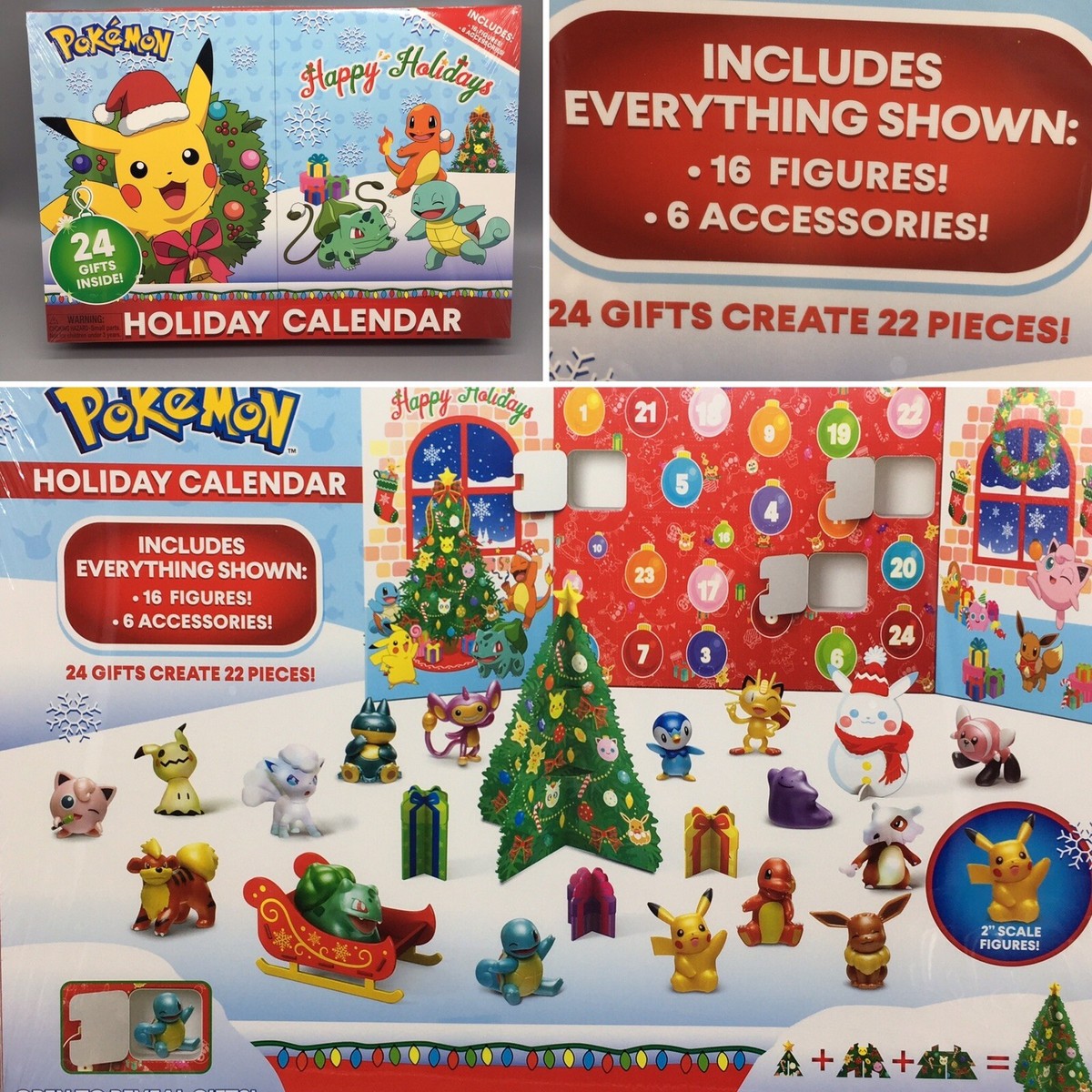 Pokemon Holiday Christmas Advent Calendar 16 Shiny Battle Figures