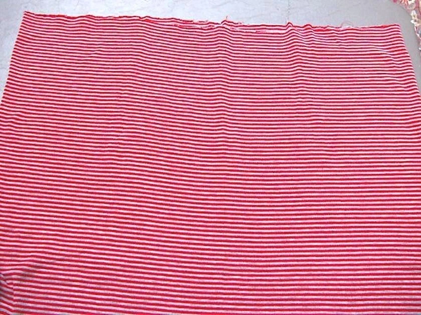 Vintage Red Gray Stripe Knit Fabric Tubular Knitted T-shirt Weight 1 Yard 60" - Image 2 of 4