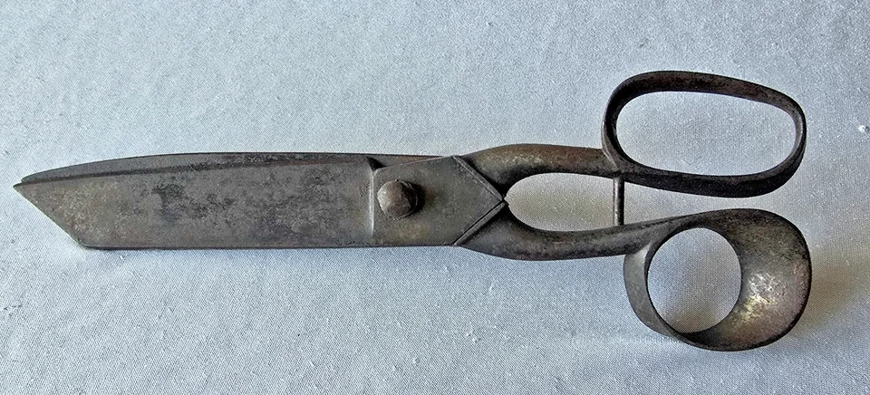 Antike Schneiderschere, Polsterer, Sattler, 25 cm, Frankreich mit Stempel; - Bild 3 von 4