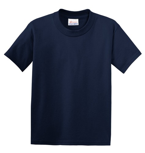 Hanes 5370 Youth Short Sleeve EcoSmart Cotton/Poly Crew Neck Stylish T-Shirt - Picture 16 of 21