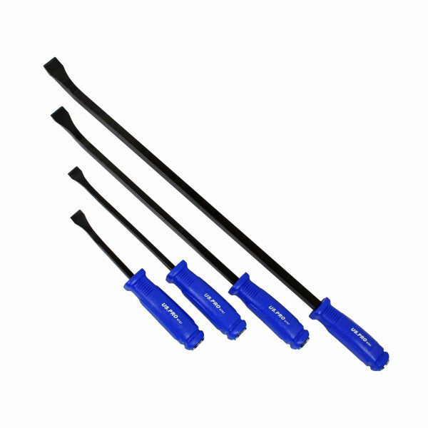 US PRO 4pc Go-Thru Wrecking Pry Bar Set Lever Crow Bars Prybar Heavy Duty Tool - Image 4
