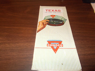 1959 Conoco TEXAS Vintage Road Map