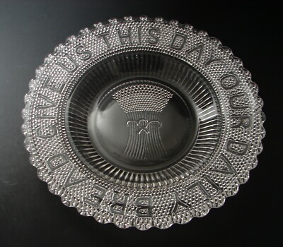 EAPG Glass Campbell Jones Pearl Camp Give Us This Day Our Daily Bread Plate 1877