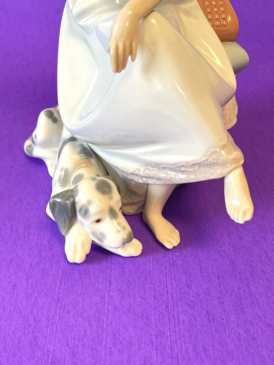 Lladro Chit Chat 5466 Girl w/ dog on Phone w/ Orig Box 1990 | eBay