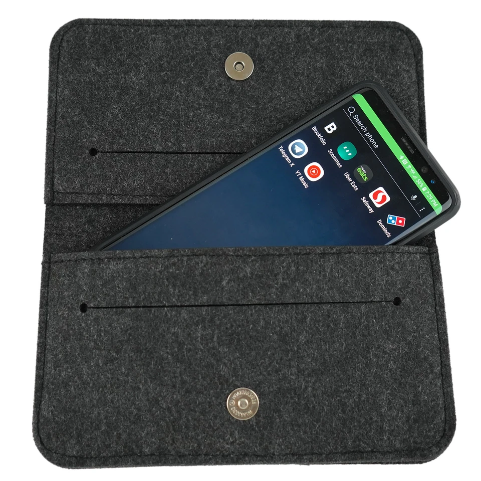 Universal Felt Wallet Case w/ Magnetic Closure Fits Most Smartphones - Dark Gray - Image 2 of 4