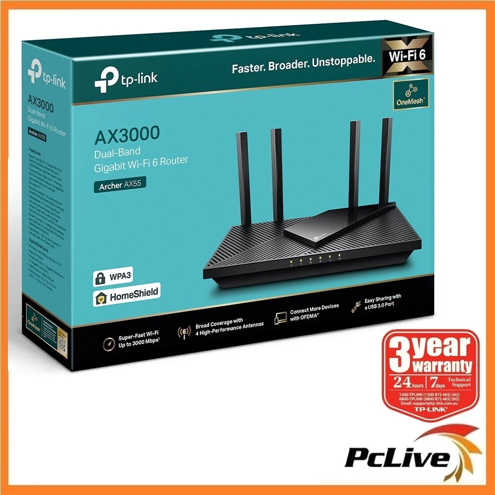 TP-LINK ARCHER-AX55 Dual Band Gigabit Wi-Fi 6 Router - Black