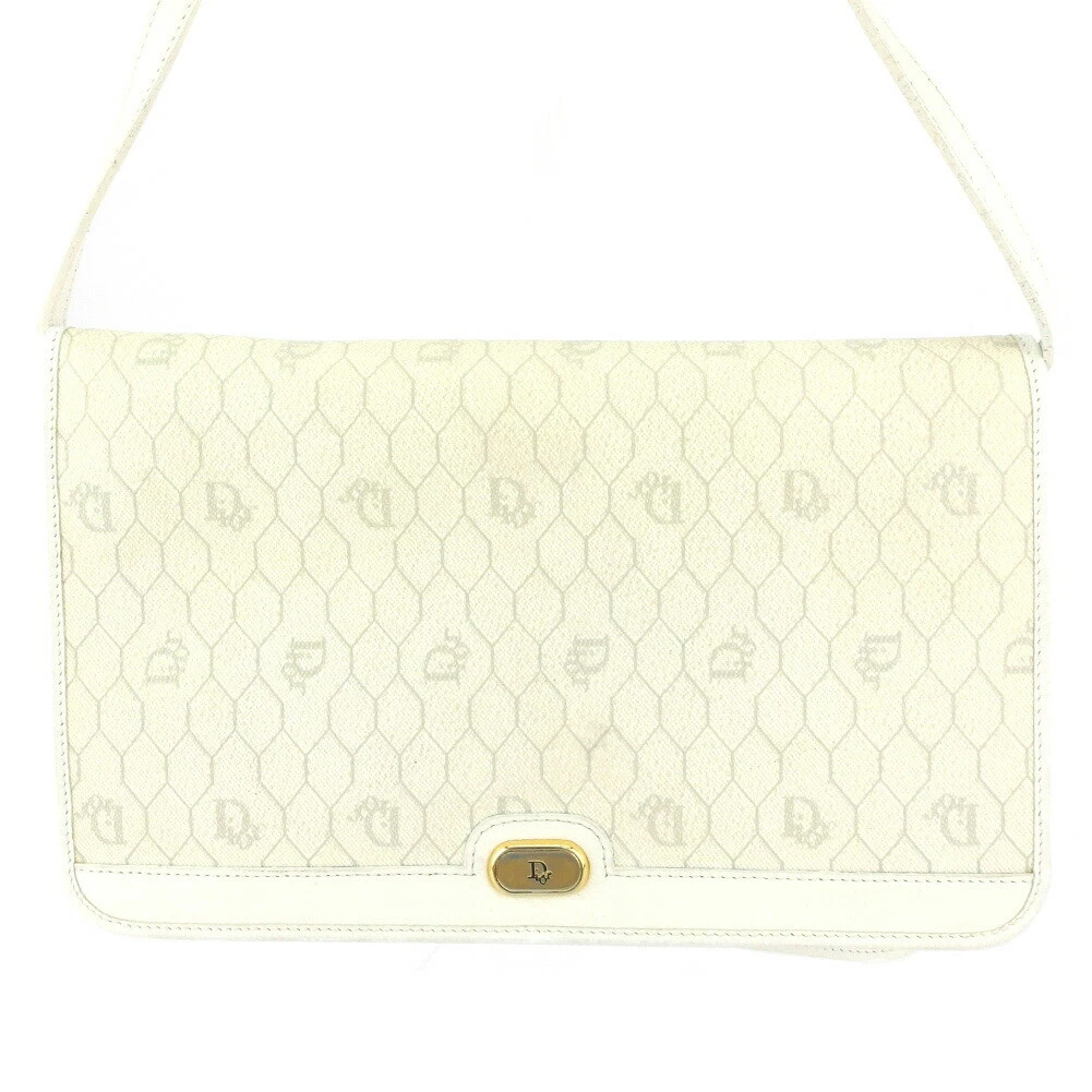 Sac bandoulière DIOR nid d'abeille blanc gris gris PVC ?~ cuir authentique D'OCCASION T18191