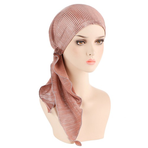 Women Pre-Tied Chemo Cap Muslim Hijab Head Scarf Wrap Bonnet Hair Loss Headwear - Picture 37 of 82