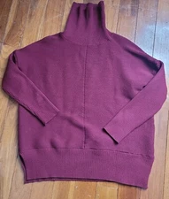 ANRABESS Womens Maroon Turtleneck Sweater Size M