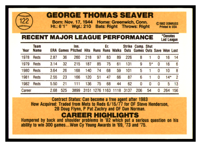 1983 Donruss Tom Seaver #122 Cincinnati Reds | eBay