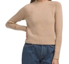 Vince Cashmere Mock Neck Sweater Women s Sz S Shrunken Cropped Fit Saddle Tan