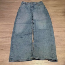 30x32 Blue Faded Baggy Wide Leg Skater Jeans Y2K Grunge Vintage