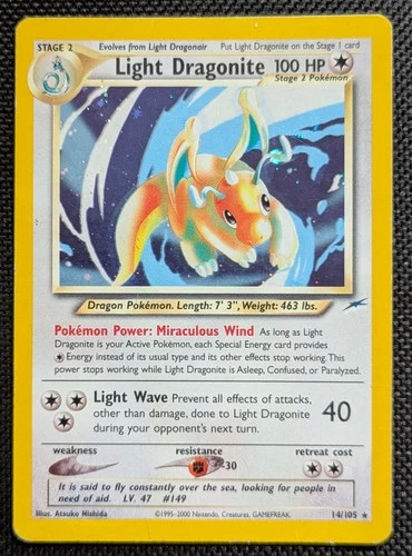 Light Dragonite 14/105 Holo Neo Destiny 2002 MP Vintage Pokémon Card TCG 🔥