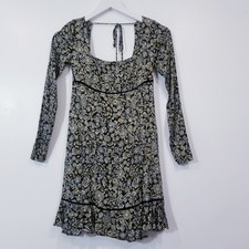 Free People Women size 0 Floral Print Ruffle Hem Mini Dress Multicolor