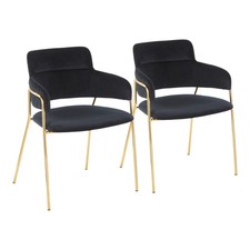 Napoli Contemporary Chair in Gold Metal and Black Velvet by - Set of 2