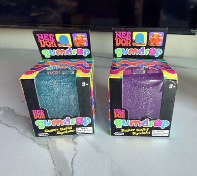 NeeDoh Gumdrop Super Solid Squishy Squeeze Toys 2 Pack Blue Purple Ages 3+