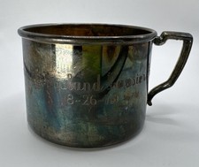 Silverplate Baby Cup Oneida Silversmiths Vtg 1973 Ornate Handle