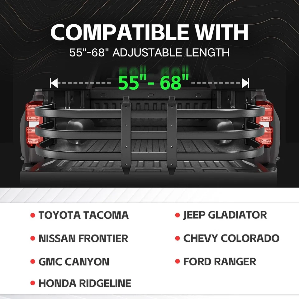 For Toyota Tacoma Adjustable Aluminum RetractableTruck Bed Tailgate Extender Foto 3 de 4