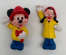 Vintage Disney Mickey Mouse & Goofy Fireman Figures Axe Yellow Red 2 Inches