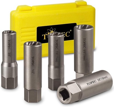 TOPEC 5-Piece Spiral Type Deep Extractor Set, Spark Plug Easy-out Set, for Re...