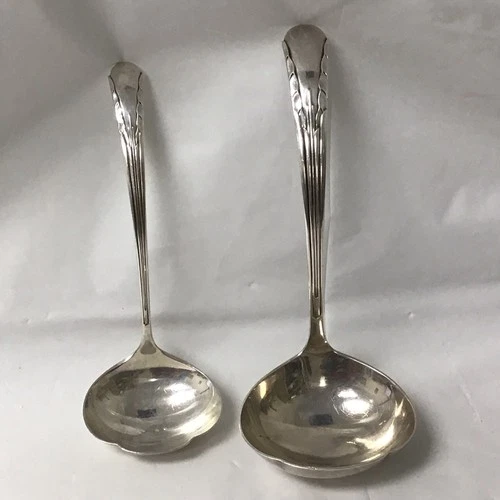 TWO International Sterling Silver Sauce Ladles PAT 1929 Orchid
