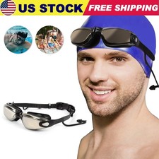 Swimming Goggles Electroplate Mirrored Adjustable Anti-Fog UV Protected Adult US