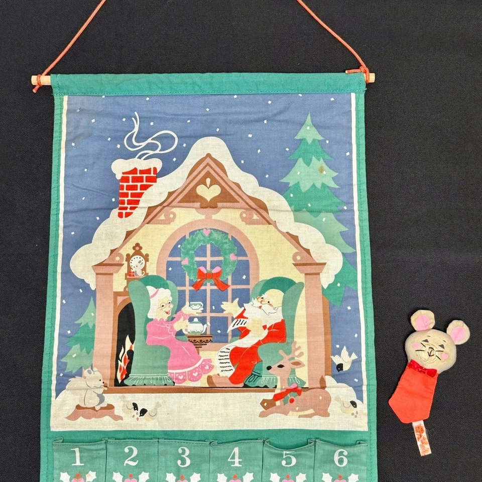 Calendario de Adviento Avon de Colección Años 80 con Ratón Cuenta Regresiva para Navidad Santa 1987 Foto 2 de 4